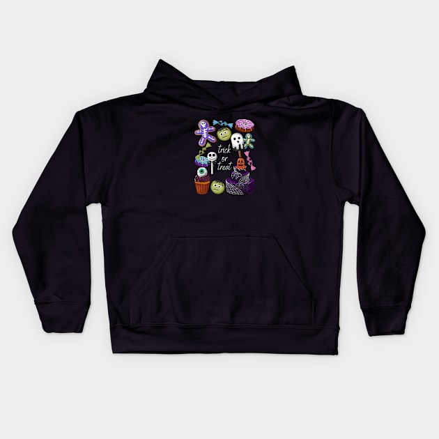 Halloween candy illustration Trick or Treat Kids Hoodie by Ieva Li ART